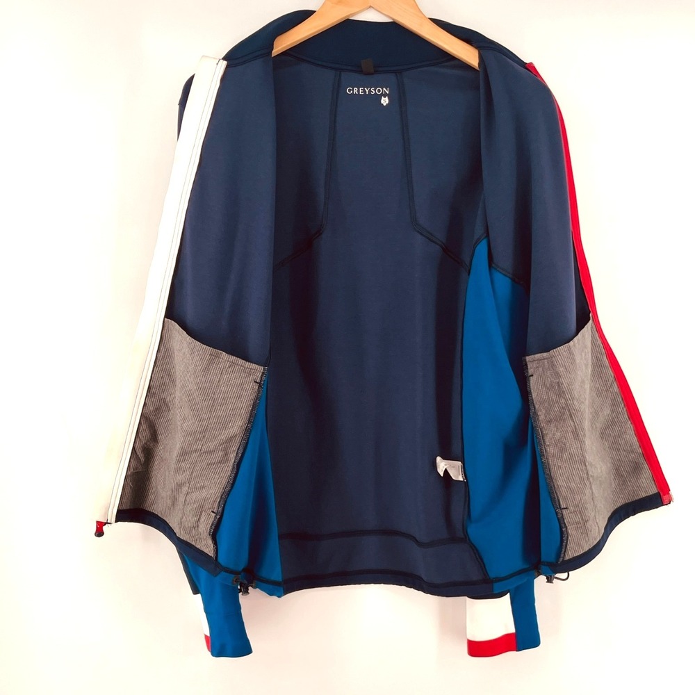 Greyson Sequoia Full Zip Jacket Blue S Logo Tennis Golf Retro Colorblock Preppy - Picture 3 of 14